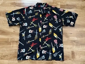 Vintage Dragonfly Men’s Size Xl Guitar Short Sleeve Button Down Camp Shirt - Picture 1 of 7