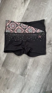 Rebel Athletic Cheer Cheerleader Black and Pink Geometric Athletic Shorts YS - Picture 1 of 5