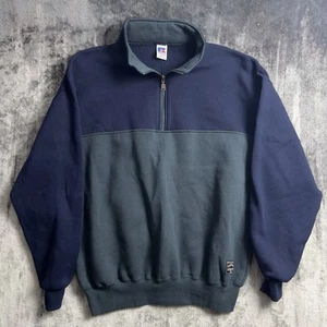 Vintage Russell Athletic 1/4 Zip Sweatshirt Herren XXL Blau Grün 1990er USA - Bild 1 von 7