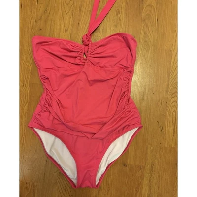 Lauren Ralph Lauren Hot Pink One Piece Swimsuit Luxury Slimming Size 14 Tie Back - Image 1 of 4