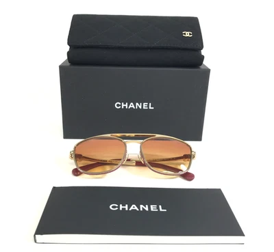 Chanel Sunglasses 4290-Q c.418/14 Pale Gold Denim Aviators with Orange Lenses - Image 1 of 4