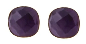 Nuevos pendientes de tachuelas hechos a mano con corte de cojín de amatista enchapados en oro 18k en plata - Imagen 1 de 3
