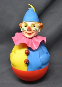Vintage Clown Rolly Roly Polly West German Toy Wobble Squeaky Circus Kids Decor - Picture 1 of 10