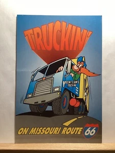 Yosemite Sam “Truckin” on Missouri Route 66: - Vintage Postcard - Picture 1 of 3