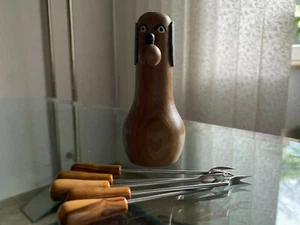 Cocktail Picker,Mixed Pickles-Gäbelchen,kl.Gäbelchen zur Party,Holz-Hund,Retro - Bild 1 von 7