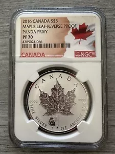 2016- Canada- Silver Maple Leaf- NGC- Reverse Proof70- Panda Privy - Picture 1 of 2