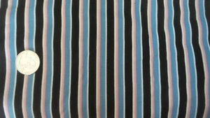 Vintage COTTON FABRIC Blue, White, Pink, Black Stripe 1 Yd/34" Wide - Bild 1 von 1