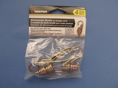 KEEPER CORPORATION Keeper Corp. Dichromate Bungee Cord Hooks Pack of 4 1/4" & 5/16 cord #06464 NEW