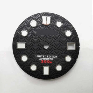 DS Wave Black Dial Refit 28.5mm NH35 BGW9 /C3 Lume SKX Mod NH35 /34 28.5MM Dials - Picture 1 of 23