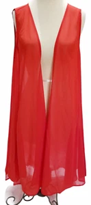 Zury Women's Sleeveless Long Vest One Size Sheer High Low Hem Kimono New Orange - Picture 1 of 12