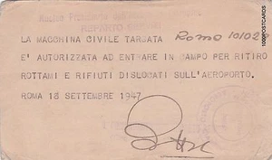 1947 CIAMPINO  AEROPORTO - Autorizzazione a entrare per ritiro rottami - Picture 1 of 1