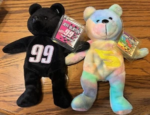 (2) 1999 Nascar Plush Bears Terry Labonte Rare Rainbow & Jeff Burton Both W/TAGS - Picture 1 of 3