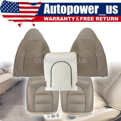 Подходит для 1999 2000 Ford F250 F350 Lariat передний кожаный чехол на сиденье желтовато-коричневый и поролоновая подушка - Изображение 1 из 4