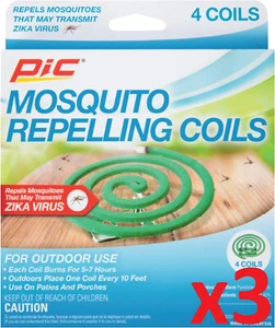 PIC Citronella Mosquito Repelling Coils 4 Count Box 3 Packs 12 Coils - Picture 1 of 2