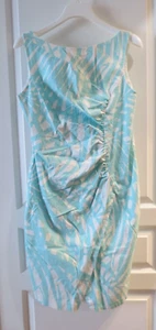 New Directions Cotton Stretch Aqua Floral Boat Neck Tank Pencil Dress w Decor 14 - Picture 1 of 15