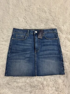 Forever 21 Damen Jeansrock ausgefranster Saum Denim Größe Medium neu mit Etikett Fronttaschen - Bild 1 von 4