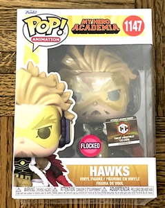 FUNKO POP! MY HERO ACADEMIA HAWKS FLOCKED #1147 CHALICE EXCLUSIVE mit Pro Case - Bild 1 von 9