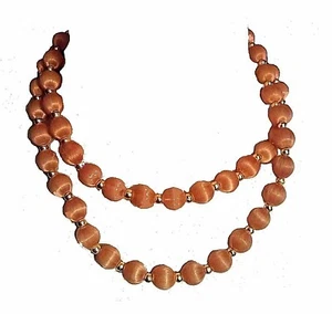 Necklace brown beads 30" long gold colored spacer beads vintage - Picture 1 of 3