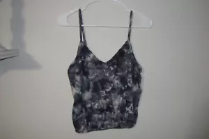 Mudd Juniors Black and White Tie Dye Spaghetti Strap Short Tank Top Size Medium - Picture 1 of 12