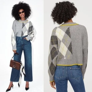Pringle of Scotland x H&M Patchwork Argyle Boxy Fit Crewneck Sweater | Damen S - Bild 1 von 8
