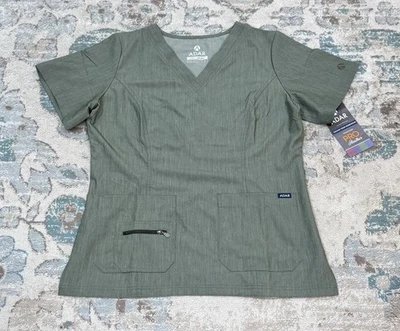 Blusa Médica Adar Pro NUEVA Para Mujer Verde Jaspeado Cuello en V Camisa Talla Grande Foto 1 de 4