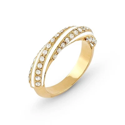 GUESS Schmuck Damenring Enamel Twisted Weiß/Gold JUBR05384JWYGWH - Bild 1 von 4