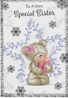 POPPYHILL TO A VERY SPECIAL SISTER CHRISTMAS CARD WITH SILVER FOIL DETAIL