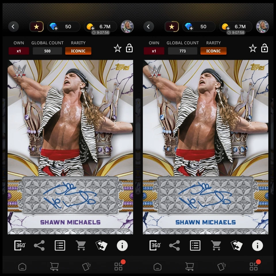 Topps WWE SLAM *DIGITAL* - Reverence Iconics - Shawn Michaels 500CC & 773CC - Image 1 of 1