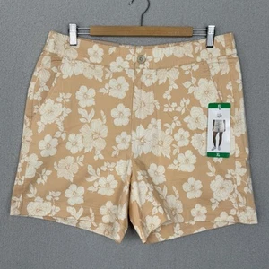 Jachs New York Girlfriend Chino Shorts Stretch Satin Floral Women's Size XL - Picture 1 of 11