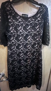 Connected Apparel Kleid 12 Etuikleid schwarz Spitze Overlay mit beige Lagenlook - Bild 1 von 7
