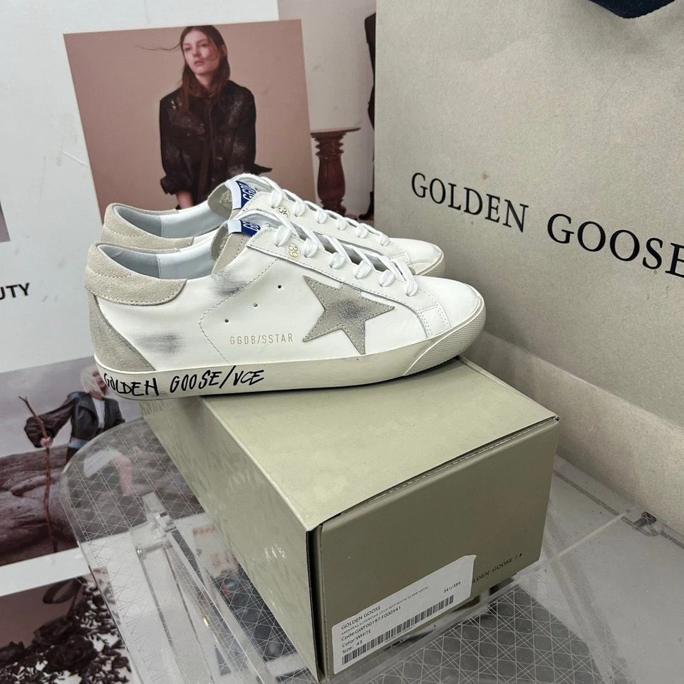 Superstar Style Sneakers White Silver Star | Golden Goose Inspired Casual Shoes - Image 1 of 4