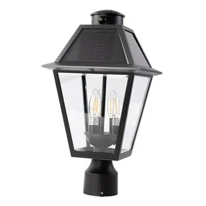 Outdoor Solar Lamp Post Light with Motion Sensor, Dusk to Dawn Waterproof - Picture 1 of 8
