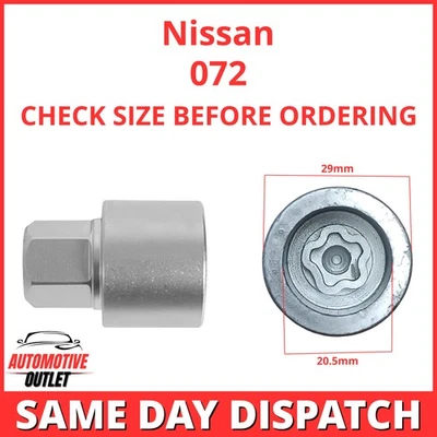 LLAVE TUERCA SEGURIDAD RUEDA BLOQUEO MAESTRO 072 PERNO TOMA REMOVEDOR PARA NISSAN Foto 1 de 4