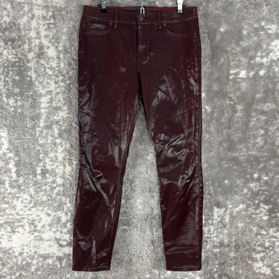 Pantalones de mezclilla minimalistas informales elásticos Level 99 talla 30/10 granate con botones cremallera Foto 1 de 4