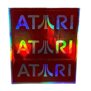 Vintage Atari Decals Stickers 3 Stickers Red Shiny - Picture 1 of 2