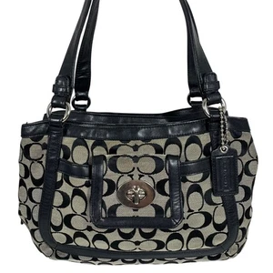 COACH F14934 Cricket Signature Satchel Shoulder Bag Black/Off-White + Hang Tag - Picture 1 of 15