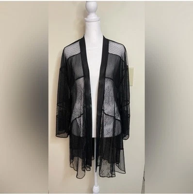Cárdigan Victoria's Secret Negro Panelado Encaje Malla Kimono Batas. Talla XS/S. Nuevo con etiquetas Foto 1 de 4