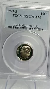 1997 S Roosevelt Dime PCGS PR69DCAM #457 Transparent Pricing - Picture 1 of 2