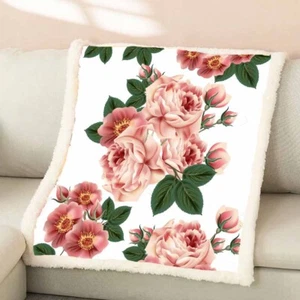 Hermoso Vestido de Boda de Flor 3D Cálido Peluche Manta de Lanza Picnic Sofá Sofá Sofá - Imagen 1 de 6