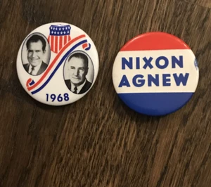 PINBACK PIN Vintage Button Lot Of 2 Nixon Agnew For President G2 - Picture 1 of 6