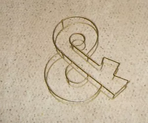 GOLD 11" x 8.5" tall 3D Metal Wire And Symbol Ampersand & Party Wedding Decor && - Picture 1 of 5