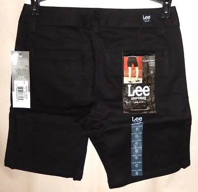 Lee Uniforms Juniors 8-Inch Classic Short, 8" inseam stretch, size 0, Black - Image 1 of 4