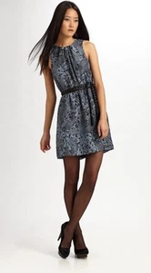 GRYPHON Anthropologie 100% SILK Snake Blue Gray Dress or Long Blouse Sm Rt $470 - Picture 1 of 6