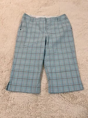 Cutter Buck Woman's Blue Plaid Bermuda Shorts Cotton Blend Size 6 - Image 1 of 4