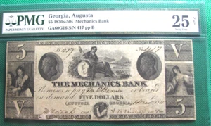 Georgia, Augusta - 1830er-50er Jahre 5 $ Mechanics Bank PMG25 #417 - Sehr schön #S774 - Bild 1 von 3