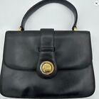 Gucci Vintage Black Calf Leather GG Handbag