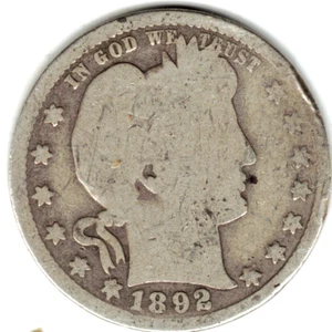 Cuarto de barbero 1892 en buen estado ~ POR FAVOR VER EL ESCANEO stk 20 - Imagen 1 de 5