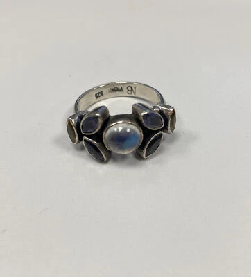 Anillo Nicky Butler de plata de ley 925 con piedra lunar y amatista - talla 8 Foto 1 de 4