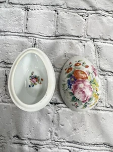 Floral Gold Trimmed Porcelaine Limoges Castle France Jewelry Egg  3” - Picture 1 of 9
