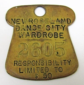 Antiguo Nuevo Roseland Dance City Armario Abrigo Cheque Metal Reclamación Boleto  - Imagen 1 de 5